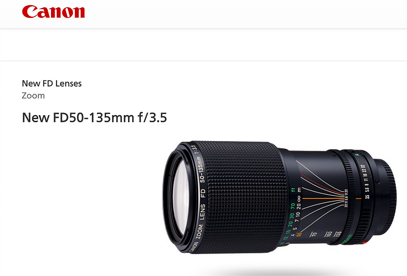 Canon nFD 3.5 50135mm apertureonepointfour